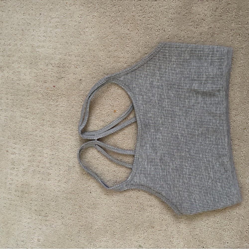 Ribbed Gray Crop Tank Top
